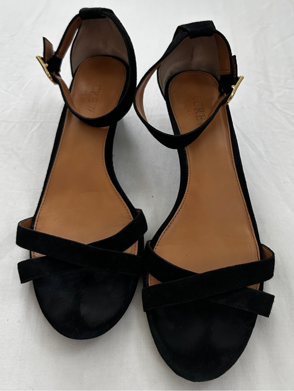 J. Crew Black Suede Wedge Sandals